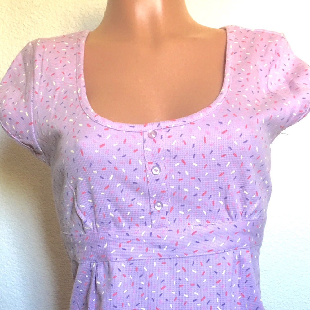 🔴2/$25 NWOT Long Lavender Print Cotton Shirt, L